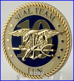 Navy SEAL Team 10 Challenge Coin Victory Through Valor 2 Inch Trident NSWG ST10