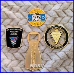 Navy SEAL Team 17 Seventeen Challenge Coin Set NSW ST17 Trident Spinner Opener