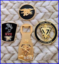 Navy SEAL Team 17 Seventeen Challenge Coin Set NSW ST17 Trident Spinner Opener