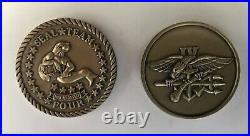 Navy SEAL Team Four Vintage Challenge Coin HOOYAH (4 UDT BUD/S NSWC SWCC)