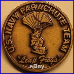 Navy SEAL US Naval Parachute Team Leap Frogs Vintage Brass Challenge Coin