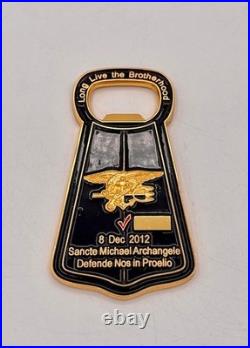 Navy S. E. A. L. MOH Recipient Edward C. Byers Jr. Challenge Coin & Bottle Opener