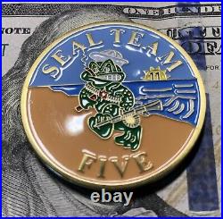 Navy Seal Team 5 Challenge Coin / Genuine MID 90's MID 2k's / Nswc Frogman
