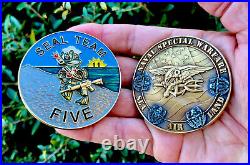 Navy Seal Team 5 Five Bone Freddie Frog Trident Seals Challenge Coin UDT NSW CPO