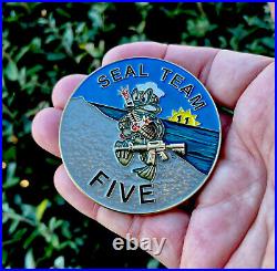 Navy Seal Team 5 Five Bone Freddie Frog Trident Seals Challenge Coin UDT NSW CPO