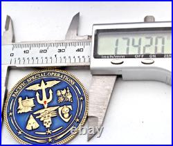 Navy Seal Team Pacific Special Operation Challenge Coin 1.75 Copper Trident