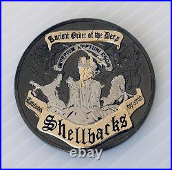 Navy Shellback Equator Neptune Greek God Skull Anchor Ship Challenge Coin Cpo