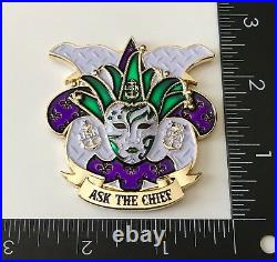 New Orleans Mardi Gras Mask Usn Navy Cpo Cpoa Chief Mess Challenge Coin Nypd Fbi