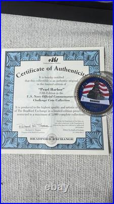 Official U. S. Navy Challenge Coins 12pc Set Framed Display COA Veteran Gift