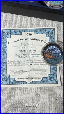 Official U. S. Navy Challenge Coins 12pc Set Framed Display COA Veteran Gift