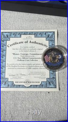 Official U. S. Navy Challenge Coins 12pc Set Framed Display COA Veteran Gift