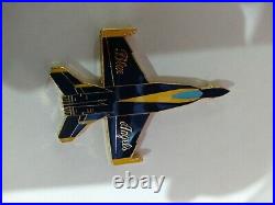 Rare Challenge coin USN Blue Angels / Men in Black Jet Shape