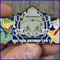 Rare USS San Antonio LPD-17 Capt Brent Gaut Navy / USMC Command Challenge Coin