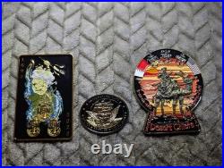 Rare US Navy CPO Challenge Coin Lot 3pc Desert Chiefs 2022 King Neptune Anchor