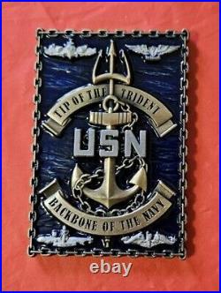 Rare US Navy Challenge Coin Trident Training Facility Chiefs 2X3