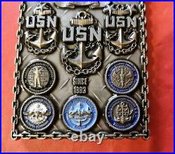 Rare US Navy Challenge Coin Trident Training Facility Chiefs 2X3