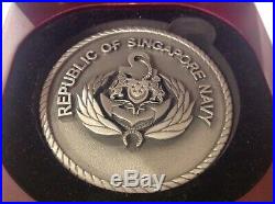 Republic Of Singapore Navy Special Issue 3 Medallion Wood Case Very Rare