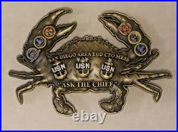San Diego Chief's Crab Explosive Ordnance Disposal EOD Bronz Navy Challenge Coin