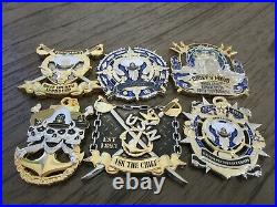 Set of 6 USN Chief Petty Officers CPO Goat Locker Challenge Coins