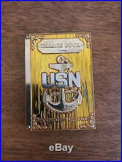 Shiny Navy Chief Cpo Spawar Chargebook Challenge Coin