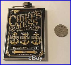 Sought After- Massive- NSW Flask Navy Chief/CPO Challenge Coin. Navy SEAL