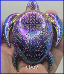 Super Rare US Navy Chief Aloha Rainbow Oil Drip Turtle Coin Massive Gem RARE
