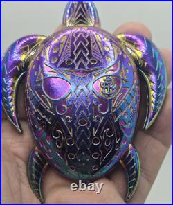 Super Rare US Navy Chief Aloha Rainbow Oil Drip Turtle Coin Massive Gem RARE