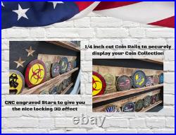 Thin Blue Line Challenge Coin Display Flag Handmade Wooden Police Coin Holder