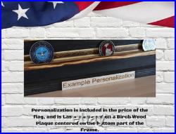 Thin Blue Line Challenge Coin Display Flag Handmade Wooden Police Coin Holder