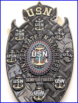 TitleUSS Omaha LCS-12 Navy Chief CPO Challenge Coin 2-Piece Magnetic Skull 8oz