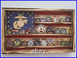 USMC Challenge Coin Display EGA US Marines Coin Flag Display Marine Corps