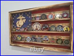 USMC Challenge Coin Display EGA US Marines Coin Flag Display Marine Corps