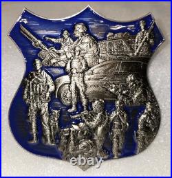 USN NAVY SECURITY FORCES LARGE SHIELD CHALLENGE COIN 3.5x3.25 RAISED RELIEF