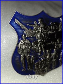 USN NAVY SECURITY FORCES LARGE SHIELD CHALLENGE COIN 3.5x3.25 RAISED RELIEF