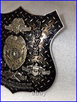 USN NAVY SECURITY FORCES LARGE SHIELD CHALLENGE COIN 3.5x3.25 RAISED RELIEF