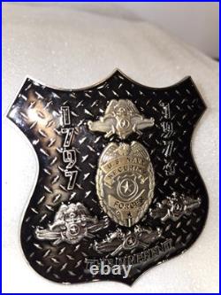 USN NAVY SECURITY FORCES LARGE SHIELD CHALLENGE COIN 3.5x3.25 RAISED RELIEF
