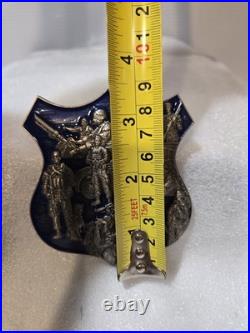 USN NAVY SECURITY FORCES LARGE SHIELD CHALLENGE COIN 3.5x3.25 RAISED RELIEF