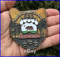USN Navy CPO Chief Republic California Ca Bear Challenge Coin No Seals Mess NYPD