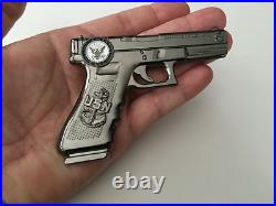 USN Navy Chief CPO Glock Gun Pistol Challenge Coin Skull Police NYPD Seals CIA