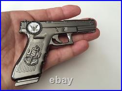 USN Navy Chief CPO Glock Gun Pistol Challenge Coin Skull Police NYPD Seals CIA