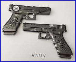 USN Navy Chief CPO Glock Gun Pistol Challenge Coin Skull Police NYPD Seals CIA