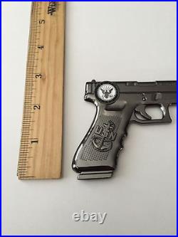 USN Navy Chief CPO Glock Gun Pistol Challenge Coin Skull Police NYPD Seals CIA