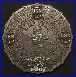USN Navy Seal Team 5 Five Seals NSW Special OPS CPO Skull Chief Challenge Coin