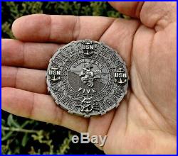 USN Navy Seal Team 5 Five Seals NSW Special Ops CPO Skull Chief Challenge Coin