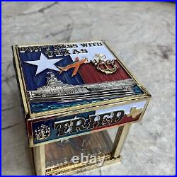 USN Navy Texas Chiefs Mess CPO Hatbox Challenge Coin Box #166 Military Collector