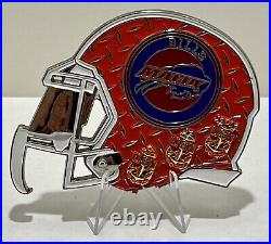 USN US Navy Offical Challenge Coin. New York Giants Buffalo Bills With Stand