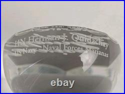 USO Guam Service Member of the Year Crystal Award Trophy 2007 US Navy Naval