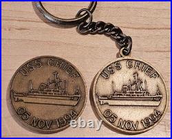 USS Chief MCM 14 CPO Plankowner Challenge Coin And Keychain Lot 1994 US Navy CMC