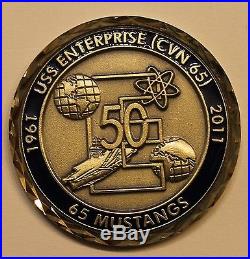 USS Enterprise CVN-65 50 Years 65 Mustangs Navy Challenge Coin