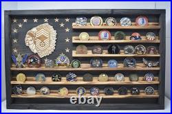 US Air Force CMSgt Chief Challenge Coin Flag Display Holds 60 Coins Made USA